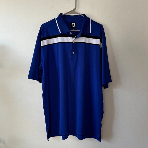 Foot Joy Blue White Striped Polo Golf Shirt - Picture 1 of 6